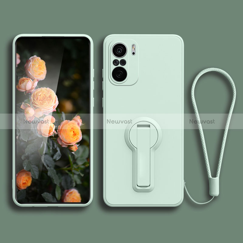 Ultra-thin Silicone Gel Soft Case Cover with Stand for Xiaomi Poco F3 5G