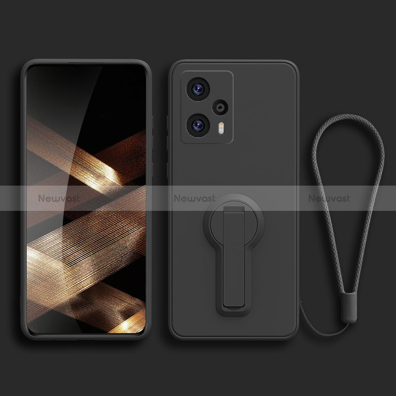 Ultra-thin Silicone Gel Soft Case Cover with Stand for Xiaomi Poco F5 5G Black