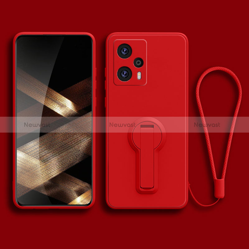 Ultra-thin Silicone Gel Soft Case Cover with Stand for Xiaomi Poco F5 5G Red