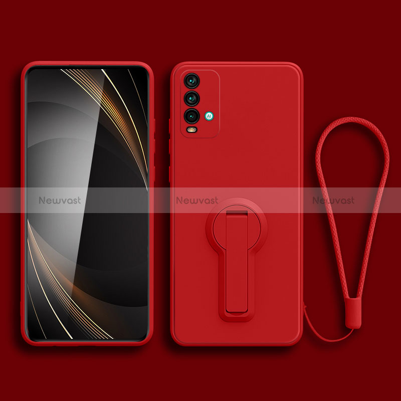 Ultra-thin Silicone Gel Soft Case Cover with Stand for Xiaomi Redmi 9T 4G Red