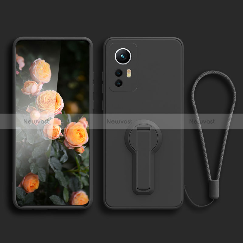 Ultra-thin Silicone Gel Soft Case Cover with Stand for Xiaomi Redmi K50 Ultra 5G Black