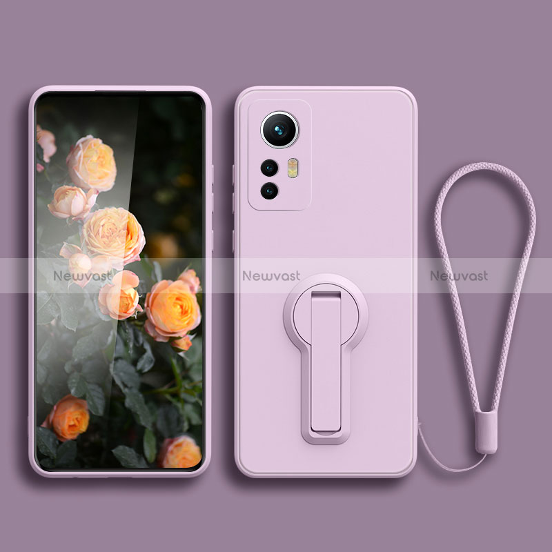 Ultra-thin Silicone Gel Soft Case Cover with Stand for Xiaomi Redmi K50 Ultra 5G Clove Purple