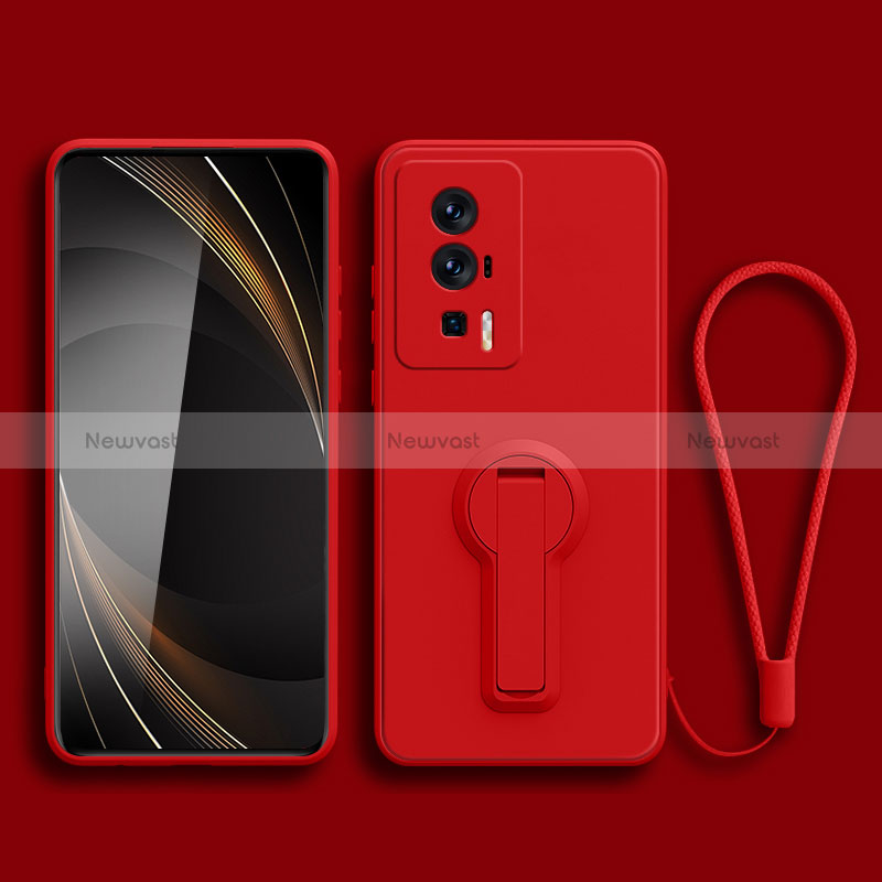 Ultra-thin Silicone Gel Soft Case Cover with Stand for Xiaomi Redmi K60 Pro 5G Red