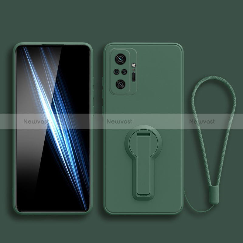 Ultra-thin Silicone Gel Soft Case Cover with Stand for Xiaomi Redmi Note 10 4G Midnight Green