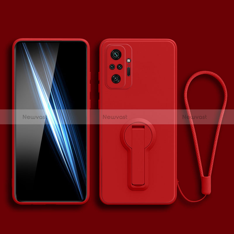 Ultra-thin Silicone Gel Soft Case Cover with Stand for Xiaomi Redmi Note 10 4G Red