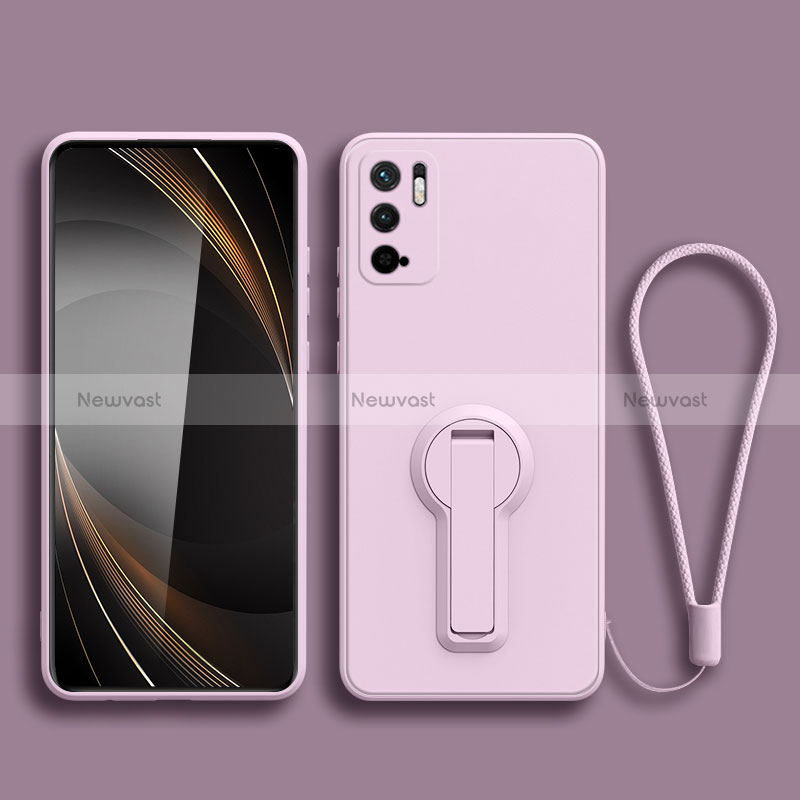 Ultra-thin Silicone Gel Soft Case Cover with Stand for Xiaomi Redmi Note 10 5G Clove Purple