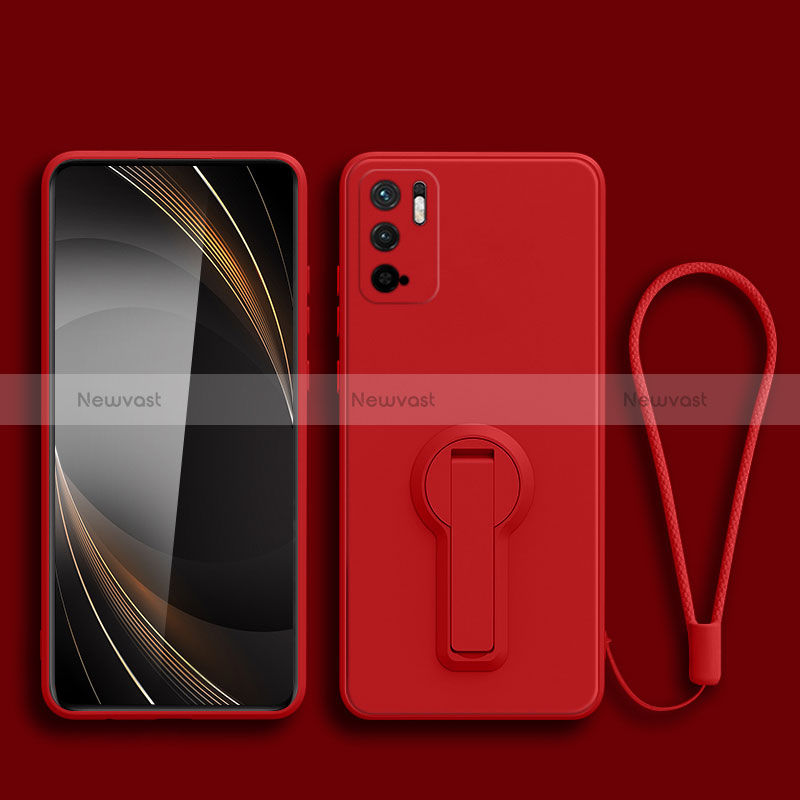 Ultra-thin Silicone Gel Soft Case Cover with Stand for Xiaomi Redmi Note 10 5G Red