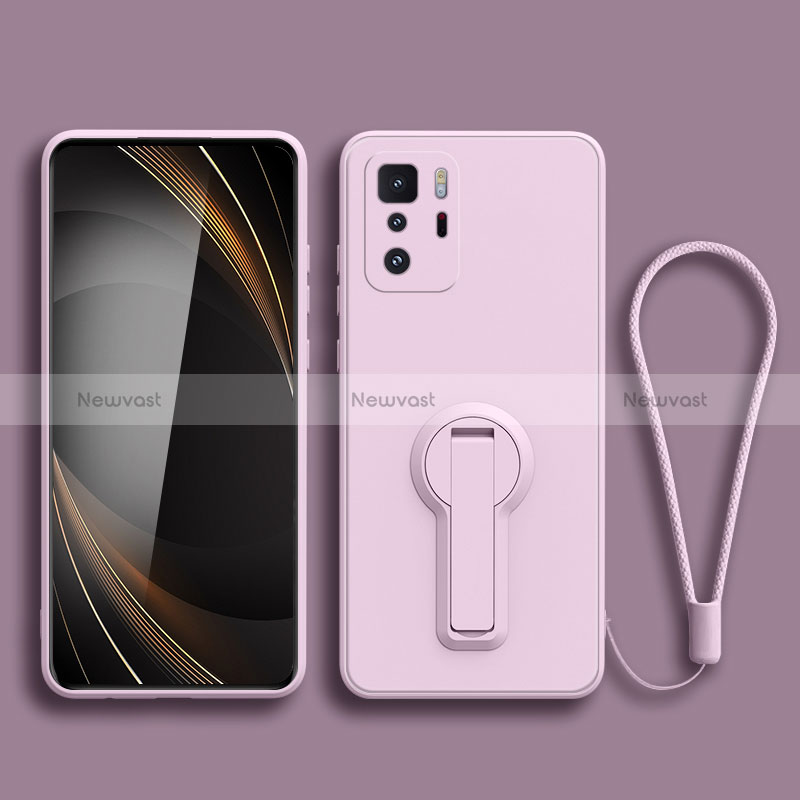 Ultra-thin Silicone Gel Soft Case Cover with Stand for Xiaomi Redmi Note 10 Pro 5G Clove Purple