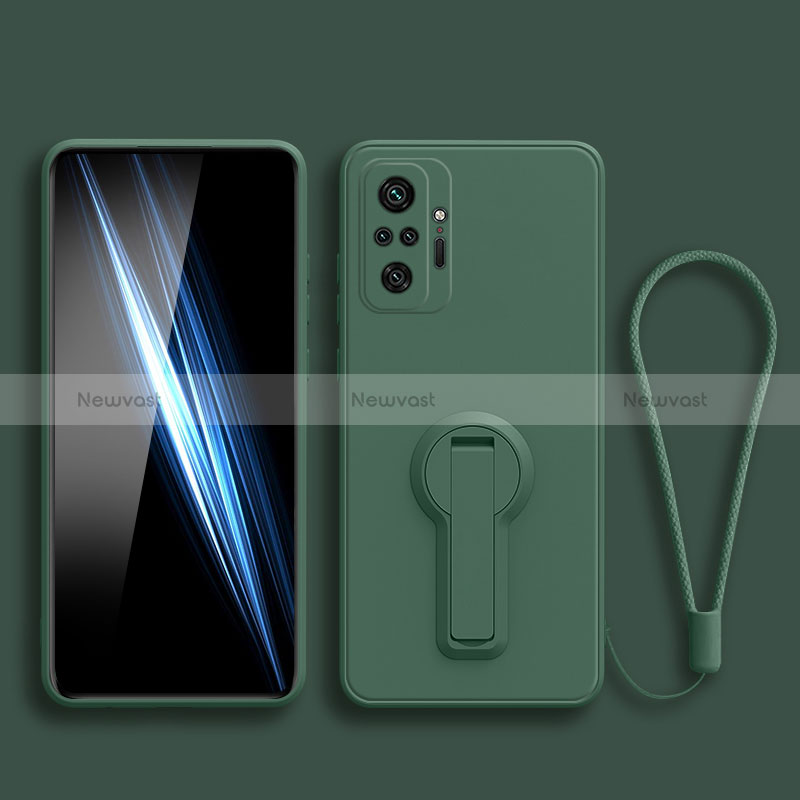 Ultra-thin Silicone Gel Soft Case Cover with Stand for Xiaomi Redmi Note 10S 4G Midnight Green