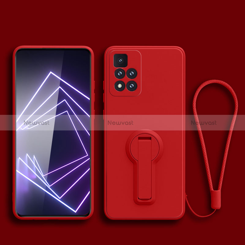 Ultra-thin Silicone Gel Soft Case Cover with Stand for Xiaomi Redmi Note 11 Pro+ Plus 5G Red