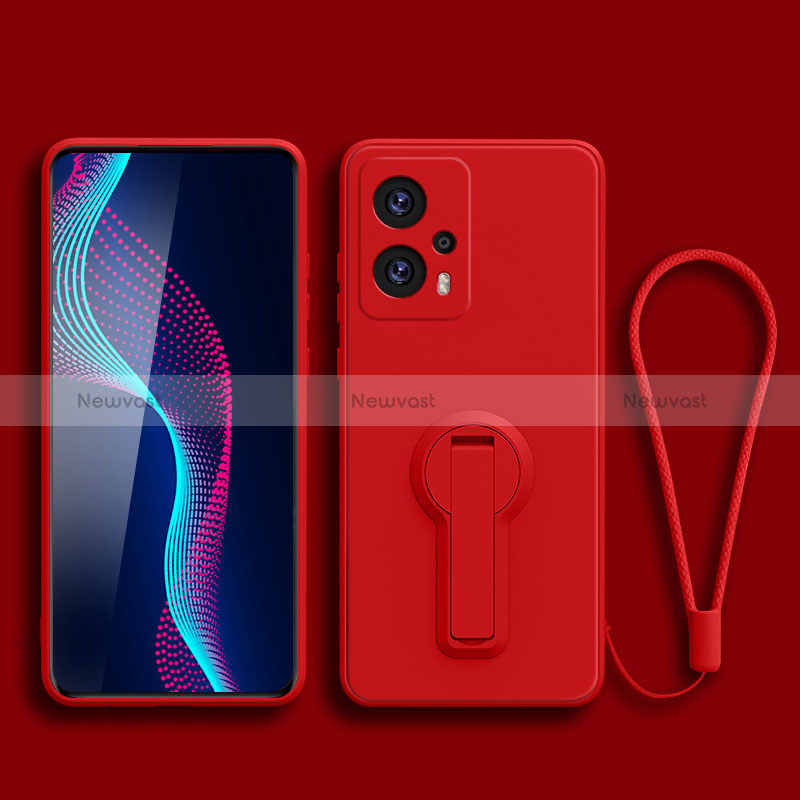 Ultra-thin Silicone Gel Soft Case Cover with Stand for Xiaomi Redmi Note 11T Pro 5G Red