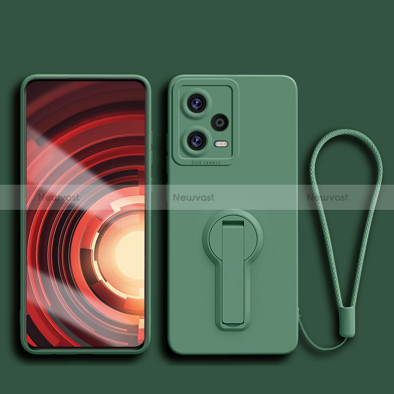 Ultra-thin Silicone Gel Soft Case Cover with Stand for Xiaomi Redmi Note 12 5G Midnight Green