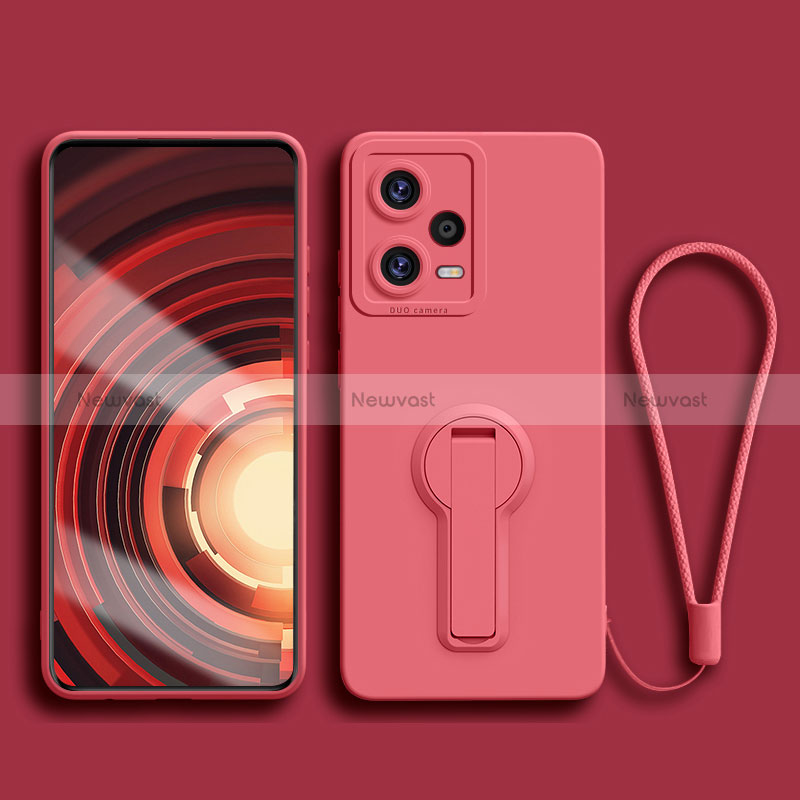 Ultra-thin Silicone Gel Soft Case Cover with Stand for Xiaomi Redmi Note 12 Explorer Red