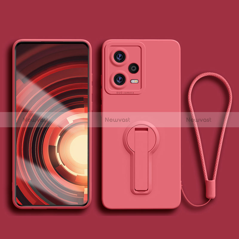Ultra-thin Silicone Gel Soft Case Cover with Stand for Xiaomi Redmi Note 12 Pro+ Plus 5G Red