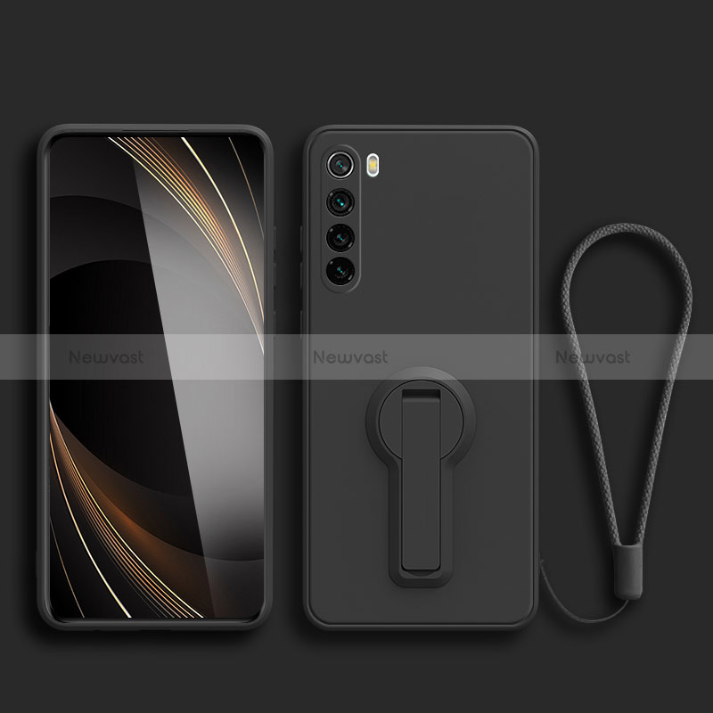 Ultra-thin Silicone Gel Soft Case Cover with Stand for Xiaomi Redmi Note 8 (2021) Black