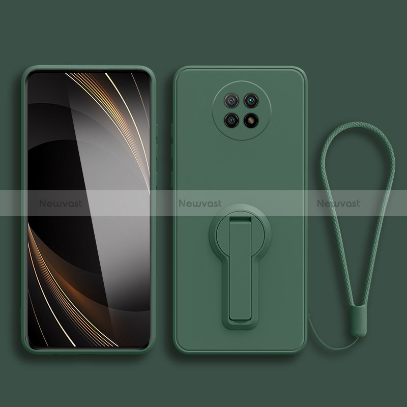 Ultra-thin Silicone Gel Soft Case Cover with Stand for Xiaomi Redmi Note 9 5G Midnight Green