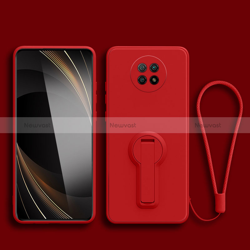 Ultra-thin Silicone Gel Soft Case Cover with Stand for Xiaomi Redmi Note 9T 5G Red