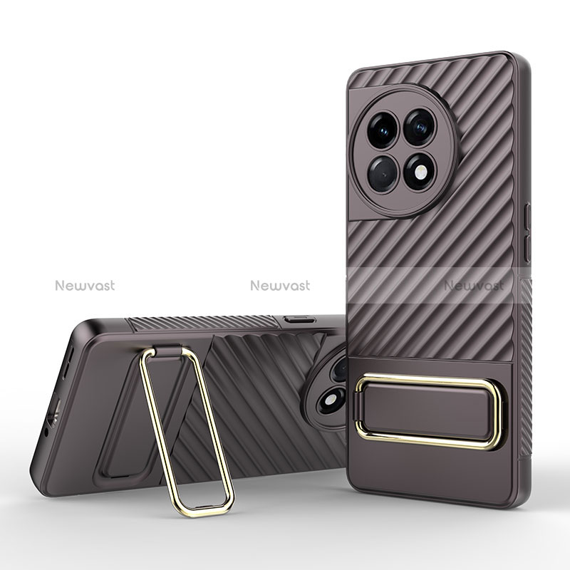 Ultra-thin Silicone Gel Soft Case Cover with Stand KC1 for OnePlus 11R 5G Brown