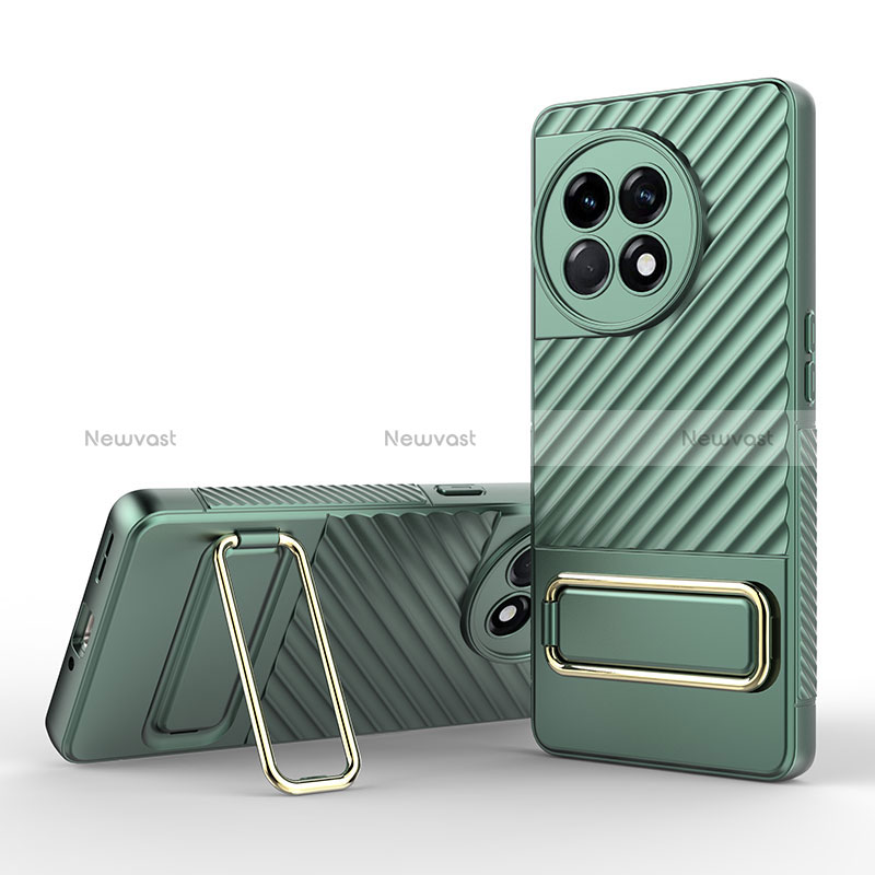 Ultra-thin Silicone Gel Soft Case Cover with Stand KC1 for OnePlus Ace 2 5G Green