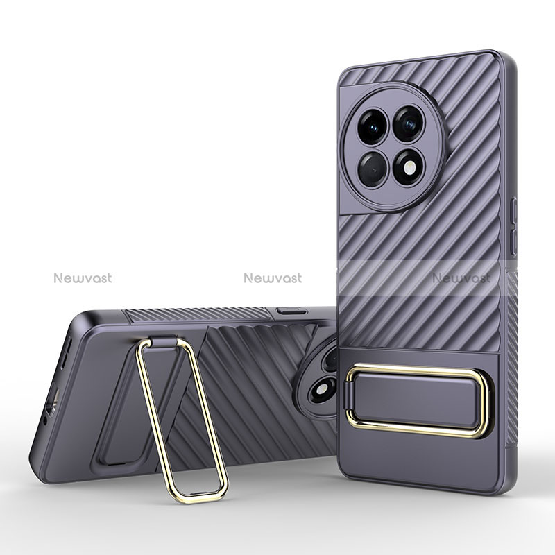 Ultra-thin Silicone Gel Soft Case Cover with Stand KC1 for OnePlus Ace 2 Pro 5G Clove Purple