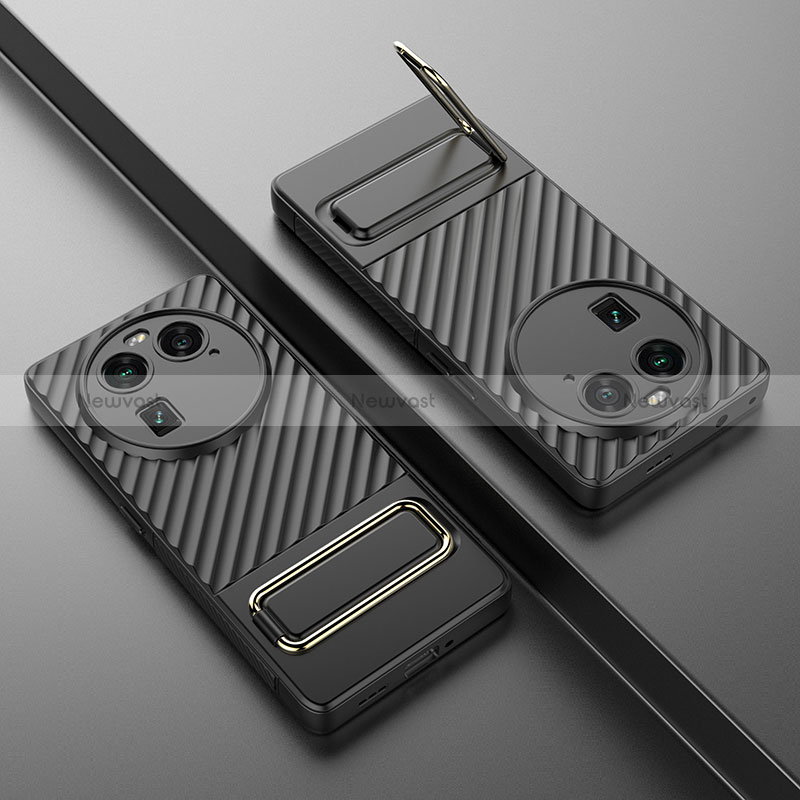 Ultra-thin Silicone Gel Soft Case Cover with Stand KC1 for Oppo Find X6 5G