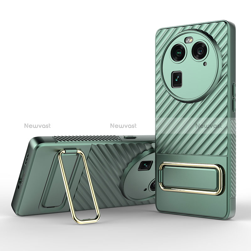 Ultra-thin Silicone Gel Soft Case Cover with Stand KC1 for Oppo Find X6 Pro 5G Green