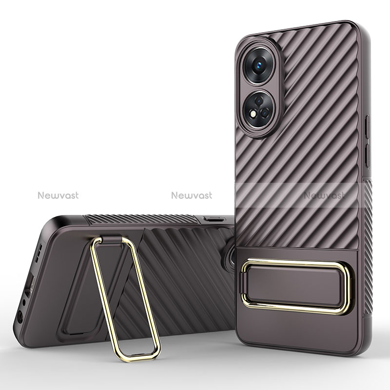 Ultra-thin Silicone Gel Soft Case Cover with Stand KC1 for Oppo Reno8 T 4G