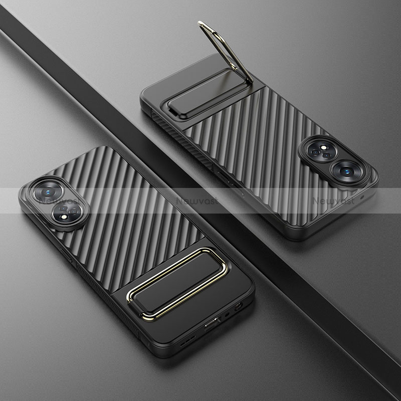 Ultra-thin Silicone Gel Soft Case Cover with Stand KC1 for Oppo Reno8 T 4G