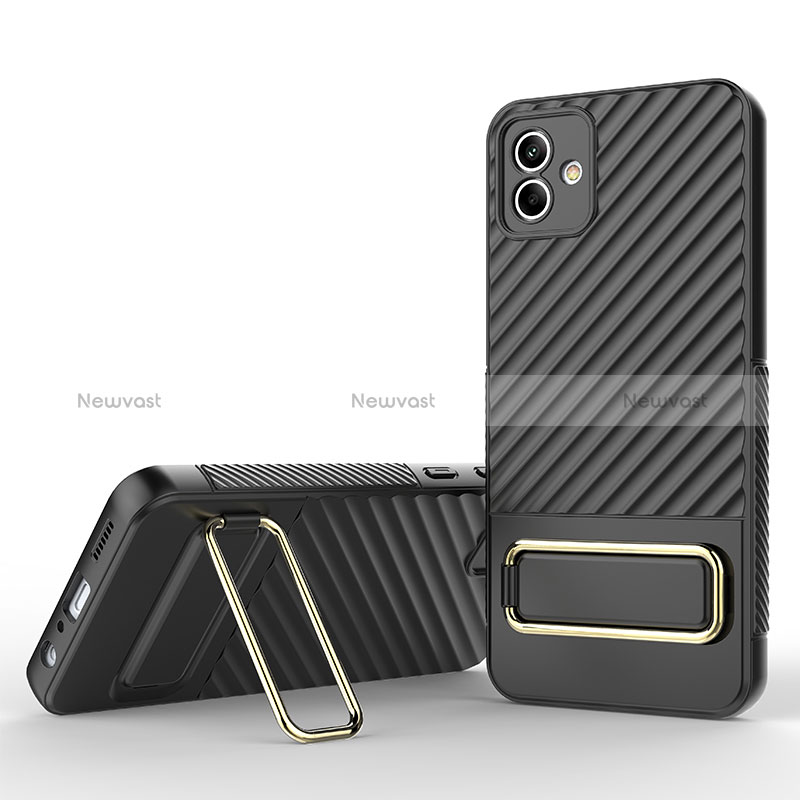 Ultra-thin Silicone Gel Soft Case Cover with Stand KC1 for Samsung Galaxy A04E Black