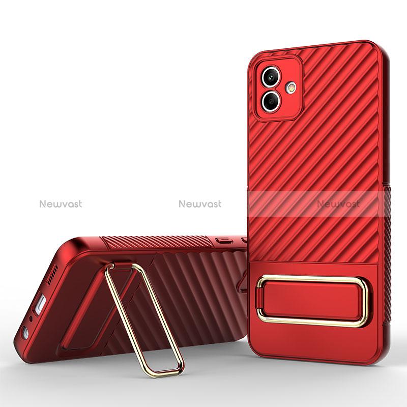 Ultra-thin Silicone Gel Soft Case Cover with Stand KC1 for Samsung Galaxy A04E Red