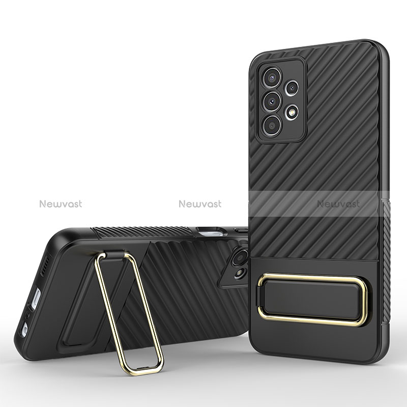 Ultra-thin Silicone Gel Soft Case Cover with Stand KC1 for Samsung Galaxy A13 4G Black