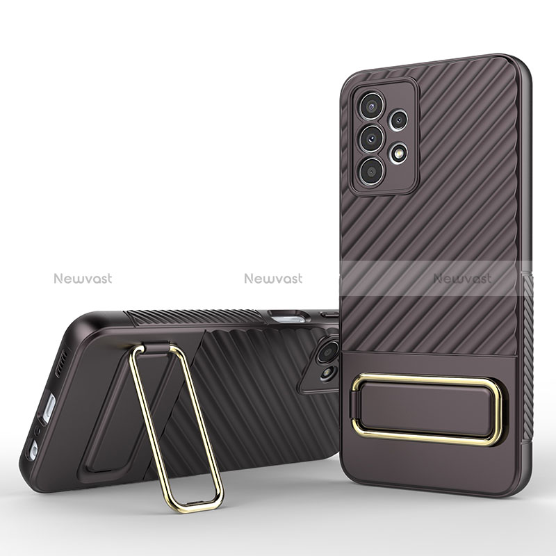 Ultra-thin Silicone Gel Soft Case Cover with Stand KC1 for Samsung Galaxy A13 4G Brown