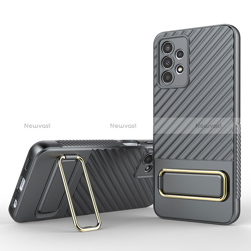 Ultra-thin Silicone Gel Soft Case Cover with Stand KC1 for Samsung Galaxy A13 4G Gray