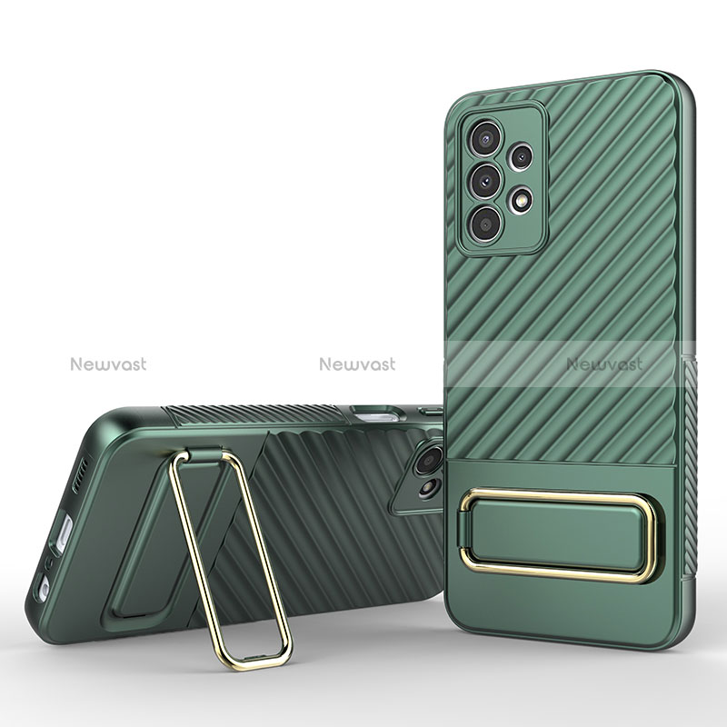 Ultra-thin Silicone Gel Soft Case Cover with Stand KC1 for Samsung Galaxy A13 4G Green