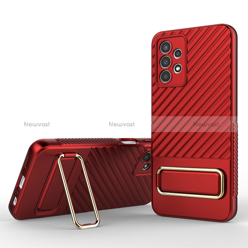 Ultra-thin Silicone Gel Soft Case Cover with Stand KC1 for Samsung Galaxy A13 4G Red