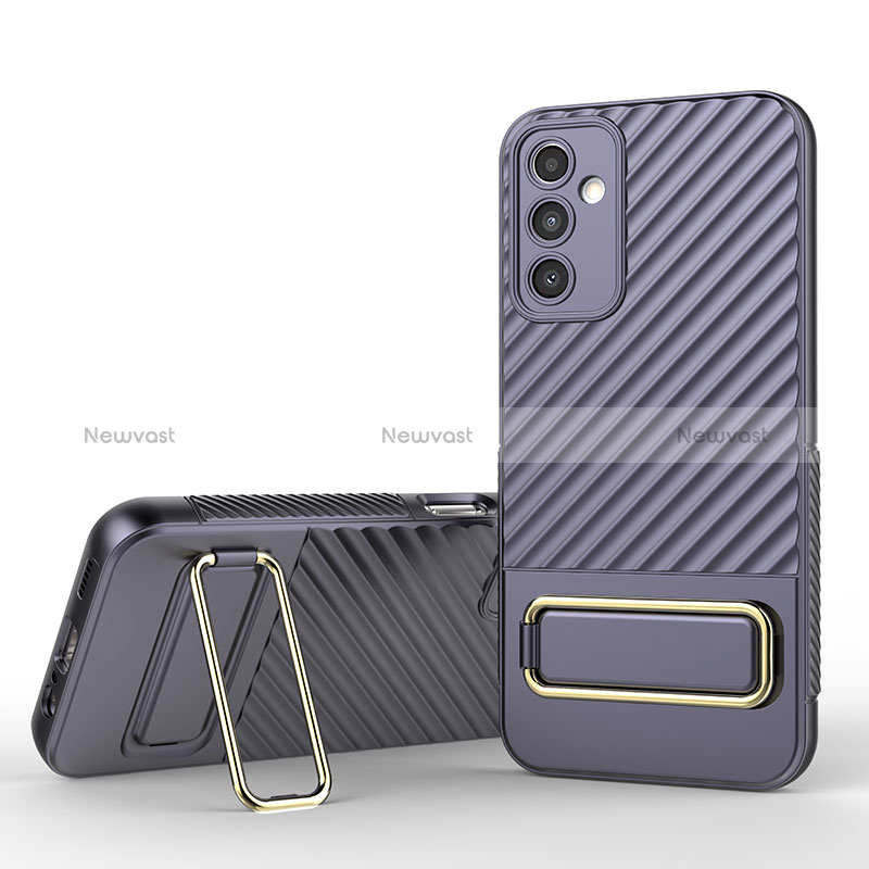 Ultra-thin Silicone Gel Soft Case Cover with Stand KC1 for Samsung Galaxy A14 4G Clove Purple