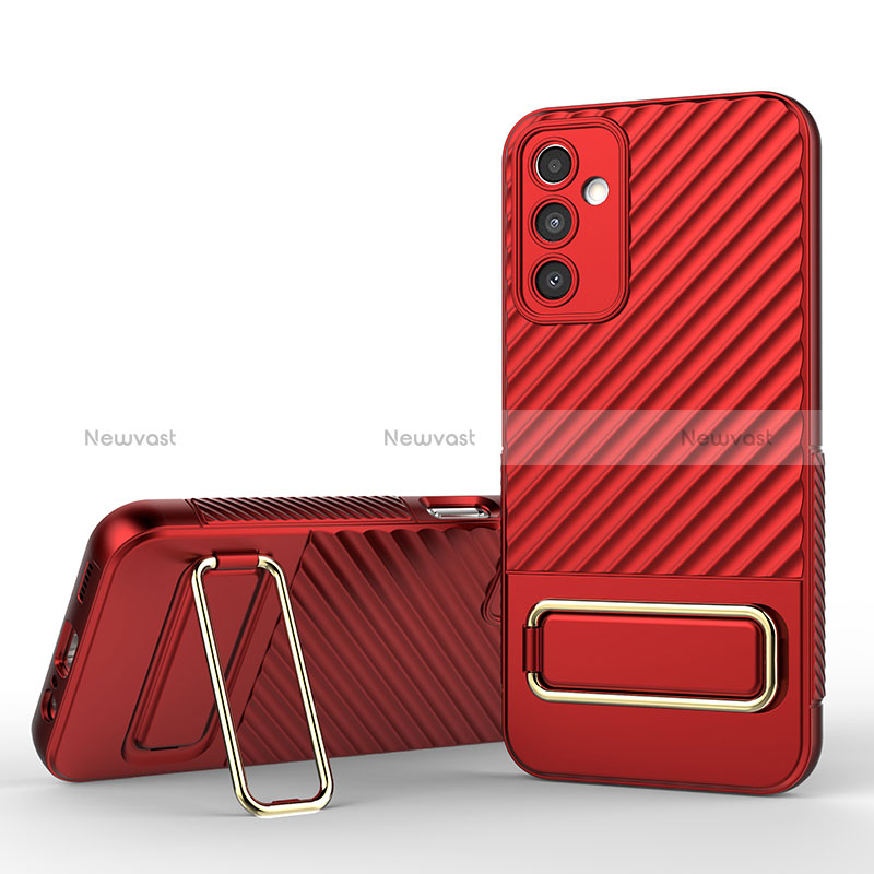 Ultra-thin Silicone Gel Soft Case Cover with Stand KC1 for Samsung Galaxy A14 4G Red