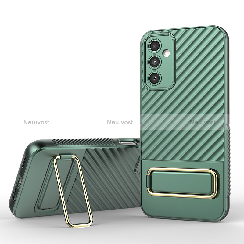 Ultra-thin Silicone Gel Soft Case Cover with Stand KC1 for Samsung Galaxy A14 5G Green