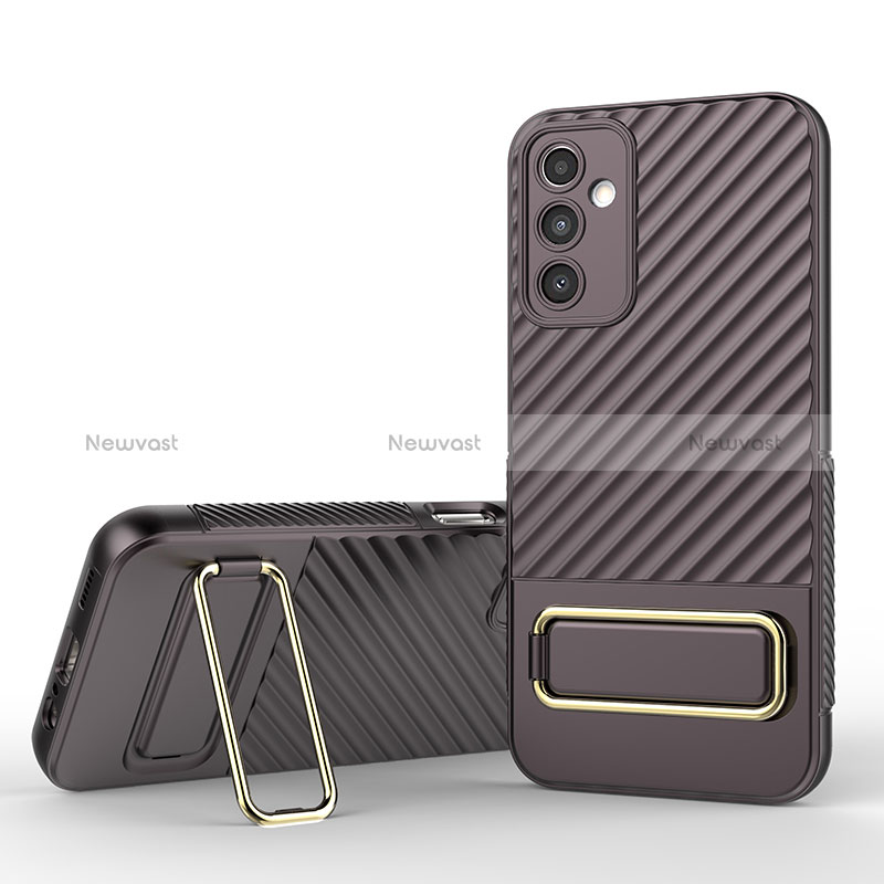 Ultra-thin Silicone Gel Soft Case Cover with Stand KC1 for Samsung Galaxy Jump3 5G Brown