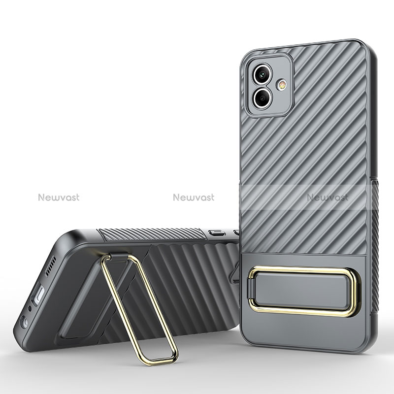 Ultra-thin Silicone Gel Soft Case Cover with Stand KC1 for Samsung Galaxy M04 Gray