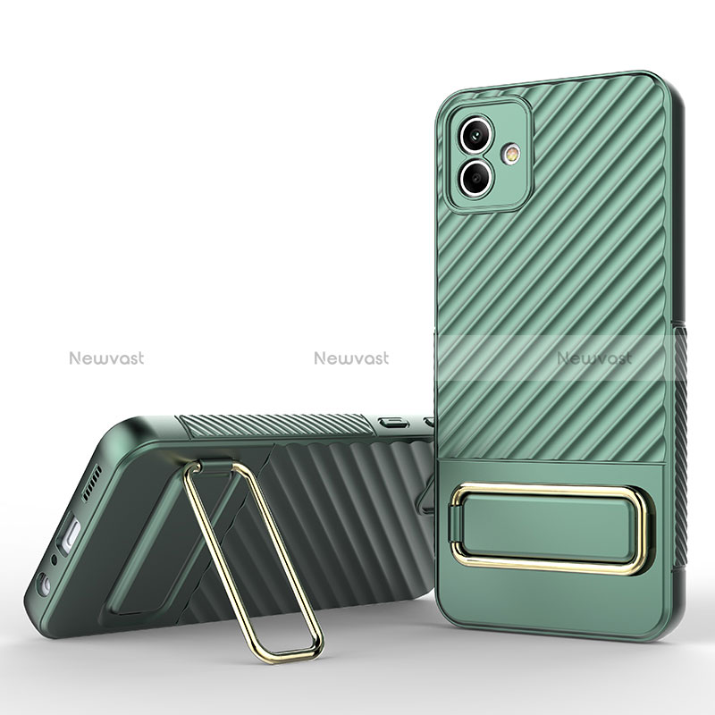 Ultra-thin Silicone Gel Soft Case Cover with Stand KC1 for Samsung Galaxy M04 Green