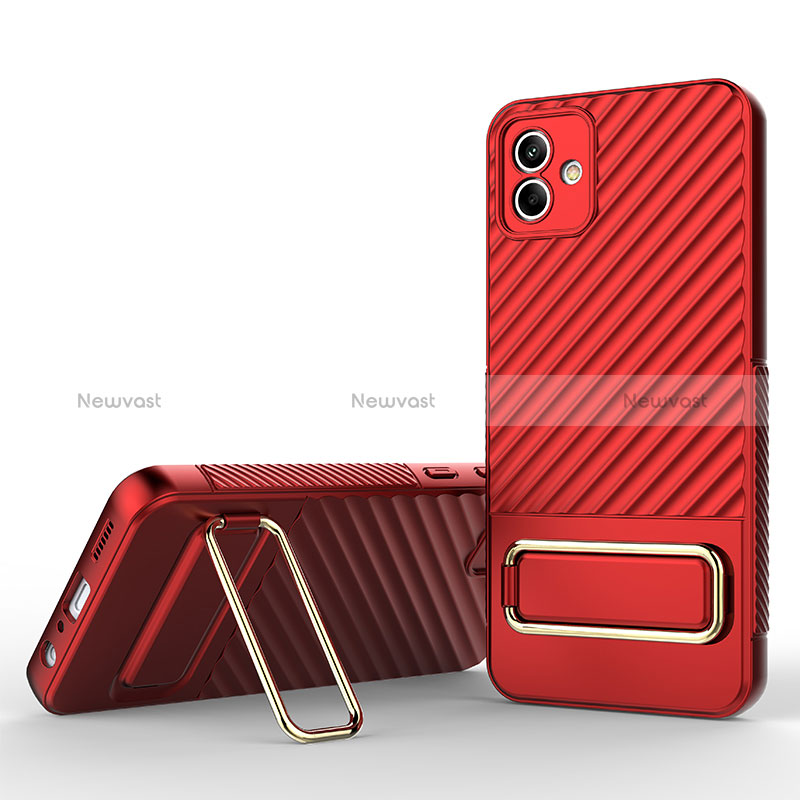 Ultra-thin Silicone Gel Soft Case Cover with Stand KC1 for Samsung Galaxy M04 Red