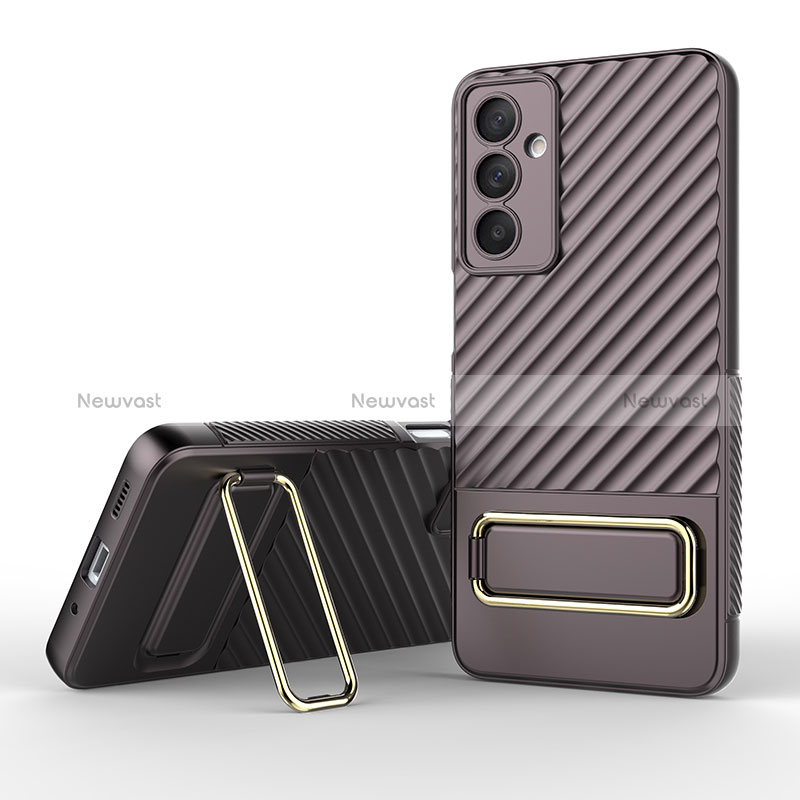 Ultra-thin Silicone Gel Soft Case Cover with Stand KC1 for Samsung Galaxy M54 5G Brown