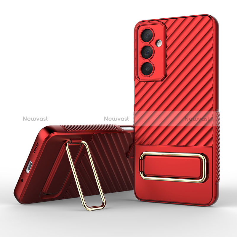 Ultra-thin Silicone Gel Soft Case Cover with Stand KC1 for Samsung Galaxy M54 5G Red