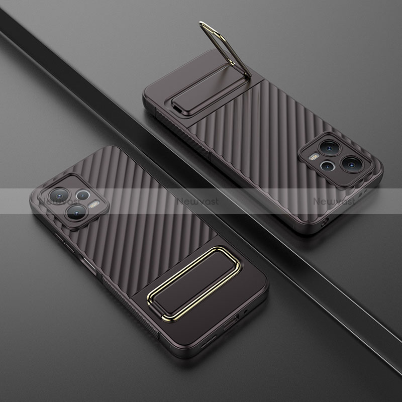 Ultra-thin Silicone Gel Soft Case Cover with Stand KC1 for Xiaomi Poco X5 5G Brown