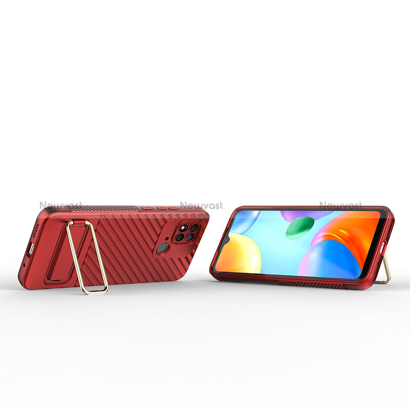 Ultra-thin Silicone Gel Soft Case Cover with Stand KC1 for Xiaomi Redmi 10 Power