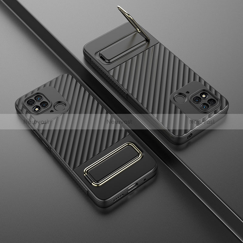 Ultra-thin Silicone Gel Soft Case Cover with Stand KC1 for Xiaomi Redmi 10C 4G