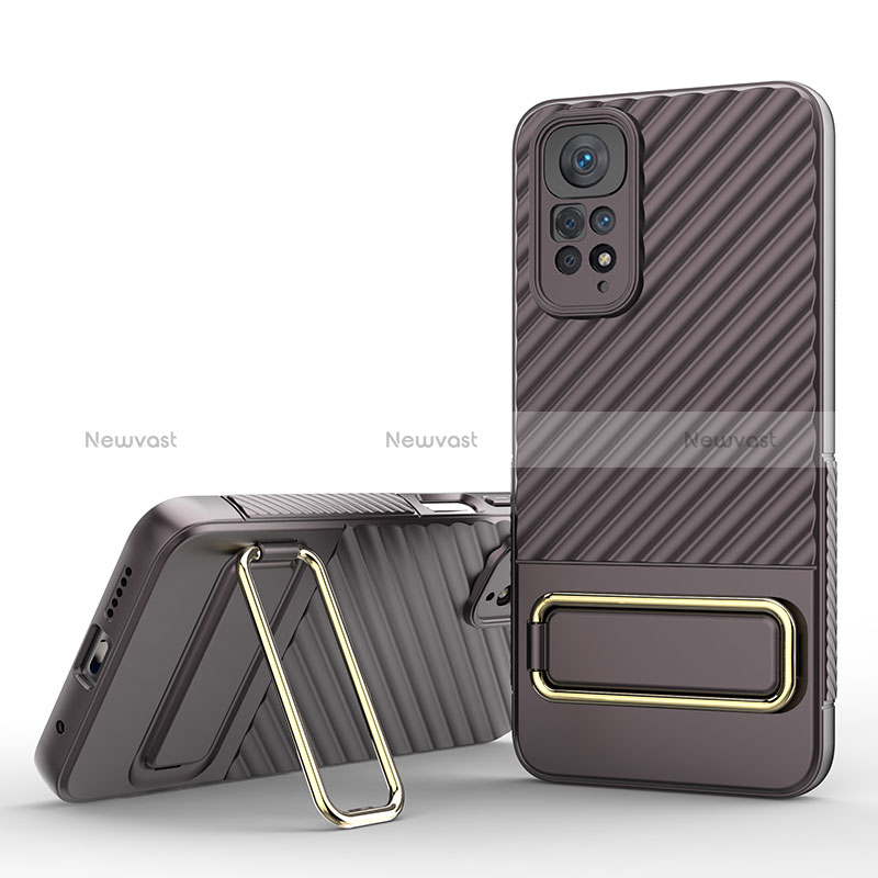 Ultra-thin Silicone Gel Soft Case Cover with Stand KC1 for Xiaomi Redmi Note 11 4G (2022) Brown