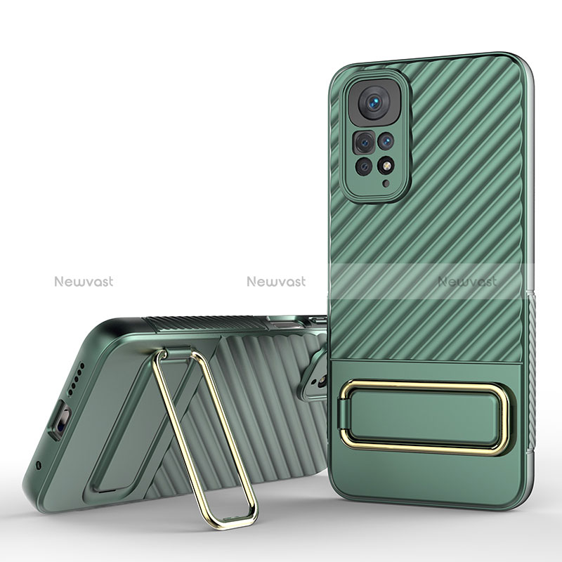 Ultra-thin Silicone Gel Soft Case Cover with Stand KC1 for Xiaomi Redmi Note 11 4G (2022) Green