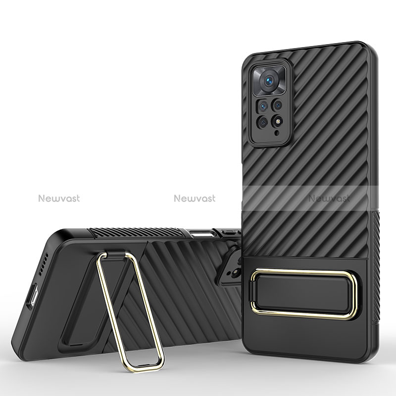 Ultra-thin Silicone Gel Soft Case Cover with Stand KC1 for Xiaomi Redmi Note 11 Pro 5G